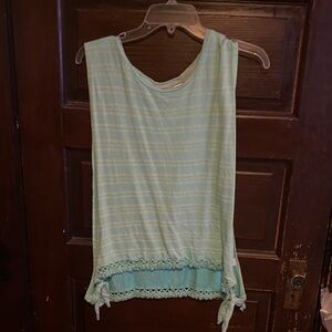 Victoria's Secret Light Green Tank Top with Lace Hem